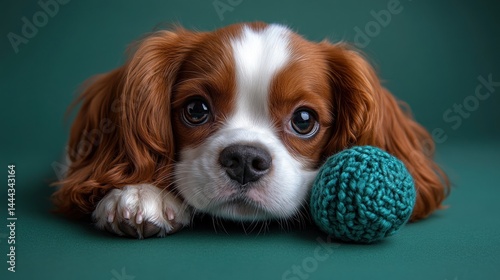 Obraz na płótnie Adorable Cavalier King Charles Spaniel Puppy with Toy w salonie