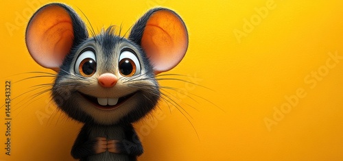 Obraz na płótnie Adorable 3D Rendered Mouse: A Delightful Digital Creation w salonie