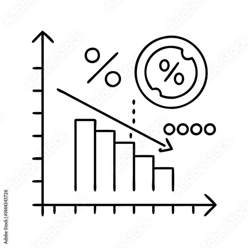 inflation rate chart icon, inflation rate chart line art - simple line art of inflation rate chart, perfect for inflation rate chart logos and icons
