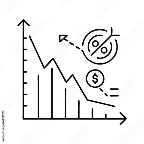inflation rate chart icon, inflation rate chart line art - simple line art of inflation rate chart, perfect for inflation rate chart logos and icons