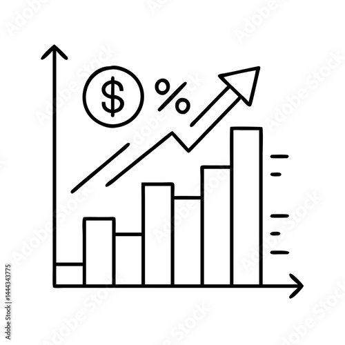 inflation rate chart icon, inflation rate chart line art - simple line art of inflation rate chart, perfect for inflation rate chart logos and icons