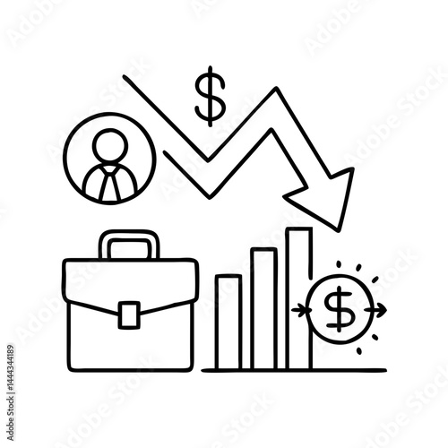 job losses icon, job losses line art - simple line art of job losses, perfect for job losses logos and icons