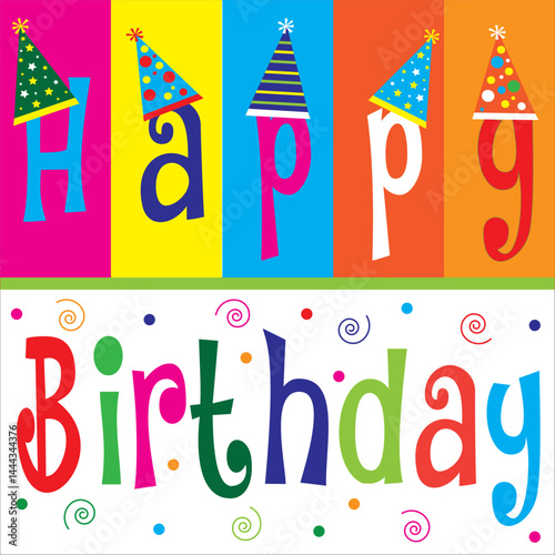Birthday greeting card with colorfull text
