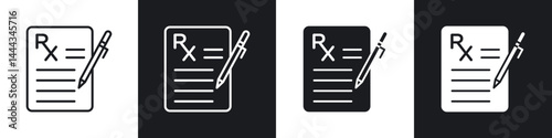 Prescription icon in thin line and Flat Design.