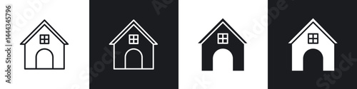 Home icon in thin line and Flat Design.