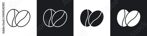 Coffee Bean icon in thin line and Flat Design.