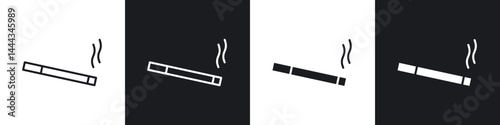 Cigarette icon in thin line and Flat Design.