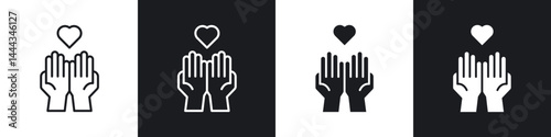 Philanthropy icon in thin line and Flat Design.