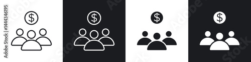 Mutual funds icon in thin line and Flat Design.