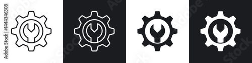 Project Development icon in thin line and Flat Design.