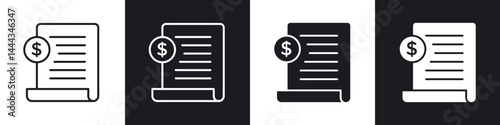 Payroll icon in thin line and Flat Design.