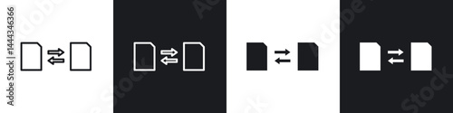 File transfer icon in thin line and Flat Design.