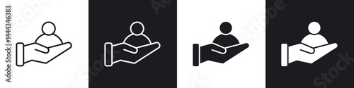 Retention icon in thin line and Flat Design.