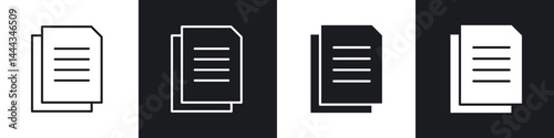 Copy icon in thin line and Flat Design.