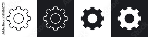 Settings gear icon in thin line and Flat Design.