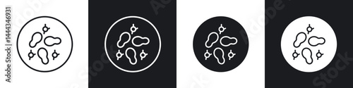 Microorganism icon in thin line and Flat Design.
