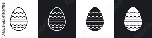 Easter egg icon in thin line and Flat Design.