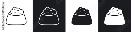 Pet food icon in thin line and Flat Design.