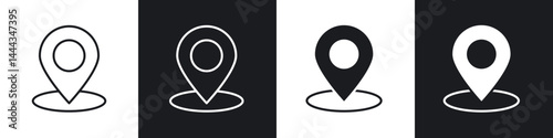 Map marker icon in thin line and Flat Design.