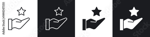 Loyalty program icon in thin line and Flat Design.
