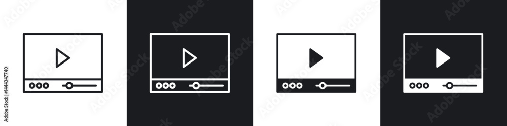 Video tutorial icon in thin line and Flat Design. Video tutorial icon in thin line and Flat Design.