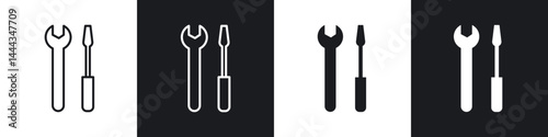 Repair icon in thin line and Flat Design.