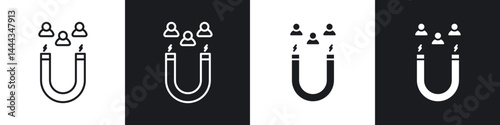 Lead generation icon in thin line and Flat Design.