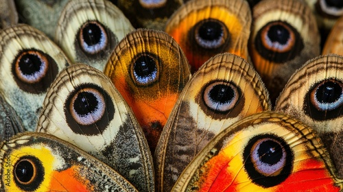 Close-up of Vibrant Butterfly Wings with Eye Spots