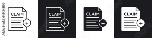 Insurance Claim icon in thin line and Flat Design.
