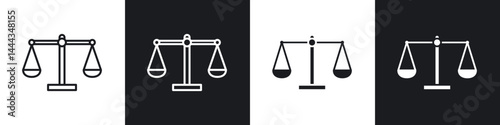 Scales of justice icon in thin line and Flat Design.