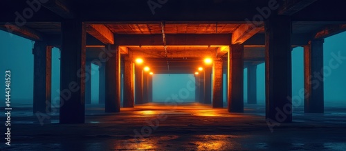 Foggy Night Underneath Bridge Pier