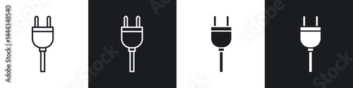 Plug adapter icon in thin line and Flat Design.