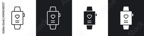 Smartwatch icon in thin line and Flat Design.