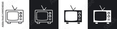 Television icon in thin line and Flat Design.
