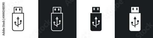 usb drive icon in thin line and Flat Design.
