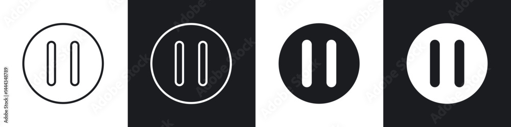 Pause button icon in thin line and Flat Design.