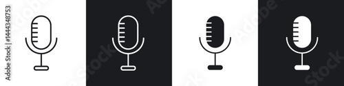 Podcast icon in thin line and Flat Design.