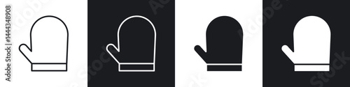 Oven mitt icon in thin line and Flat Design.