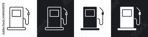 Gas station icon in thin line and Flat Design.