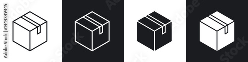 Package icon in thin line and Flat Design.