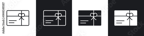 Gift card icon in thin line and Flat Design.