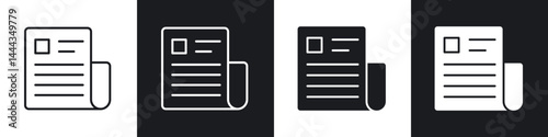 Newspaper icon in thin line and Flat Design.