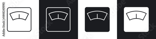 Weight scale icon in thin line and Flat Design.