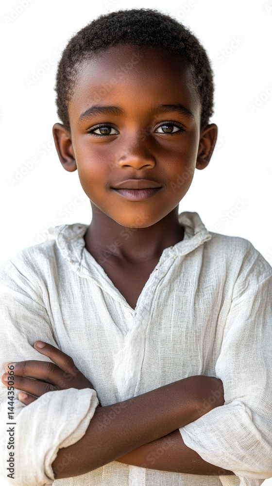 Portrait of a Young African Boy with Arms Crossed