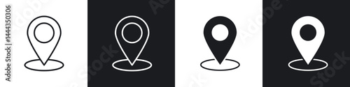 Pin icon in thin line and Flat Design.