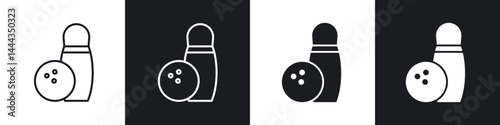 Bowling icon in thin line and Flat Design.