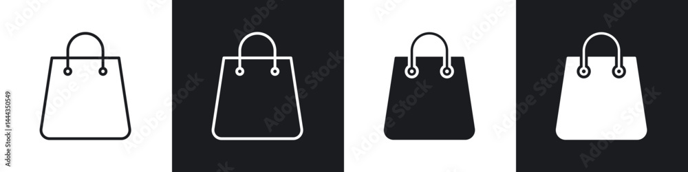 Shopping bag icon in thin line and Flat Design. Shopping bag icon in thin line and Flat Design.