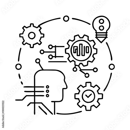 ai augmentation icon, ai augmentation line art - simple line art of ai augmentation, perfect for ai augmentation logos and icons