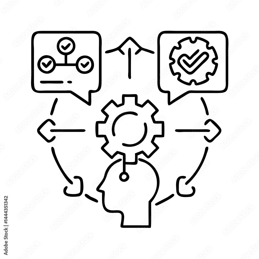 ai decision making icon, ai decision making line art - simple line art of ai decision making, perfect for ai decision making logos and icons ai decision making icon, ai decision making line art - simple line art of ai decision making, perfect for ai decision making logos and icons
