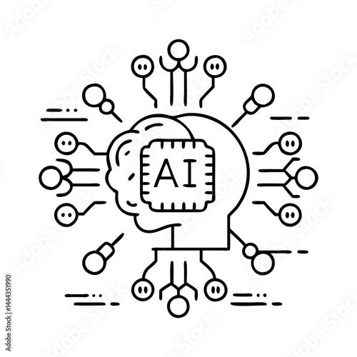 ai powered iot icon, ai powered iot line art - simple line art of ai powered iot, perfect for ai powered iot logos and icons